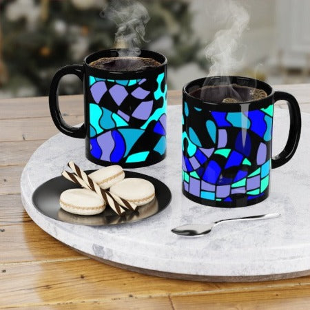 Blue Flow Black Coffee Mug, 11oz