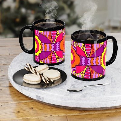 Sunset Vibes Black Coffee Mug, 11oz