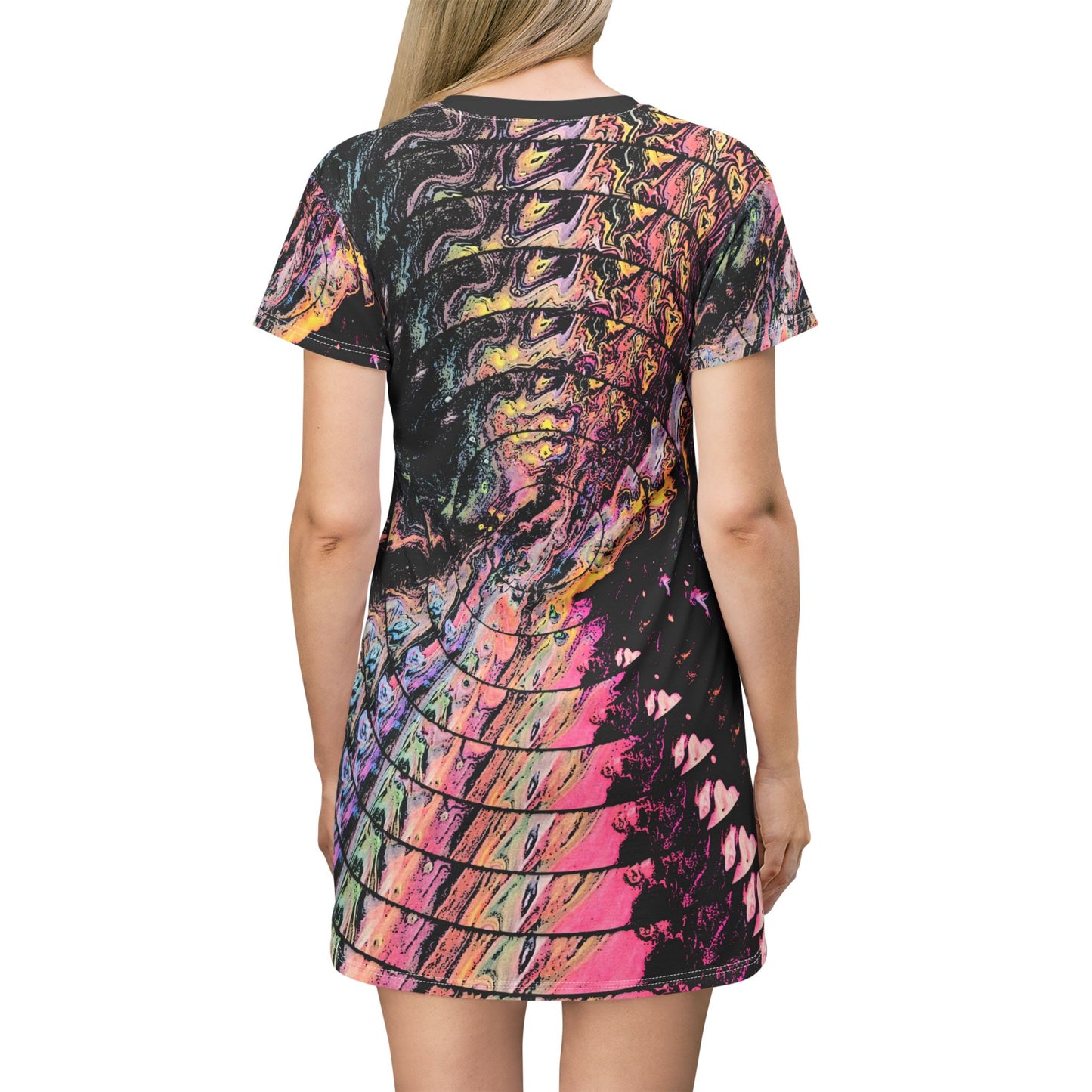 Moonless Oscillation T-Shirt Dress (AOP)