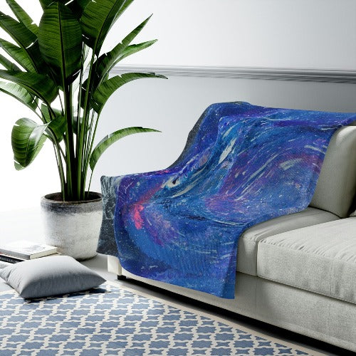 Cerulean Circle Velveteen Plush Blanket